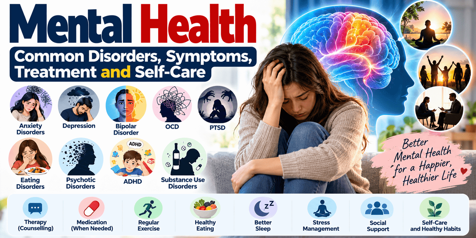 Mental Health Disorders and Self-Care Infographic